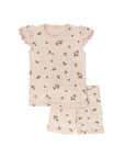 Ribbed Cotton - Raspberries Collection - Short Sleeve Lounge Set