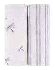 grey dragonfly crib sheet set