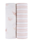 2 Pack Cotton Muslin Swaddle Blanket - Pink Butterfly