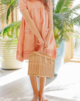 Tulip Collar Short Sleeve Linen Dress – Wave Collection