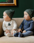 Velour Plaid Bear Collection - Footie + Beanie