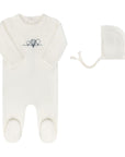 Velour Embroidered Hot Air Balloon Collection - Footie + Bonnet