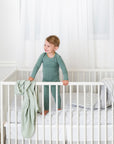 Grey Bamboo Baby Crib Sheet Blanket Skirt