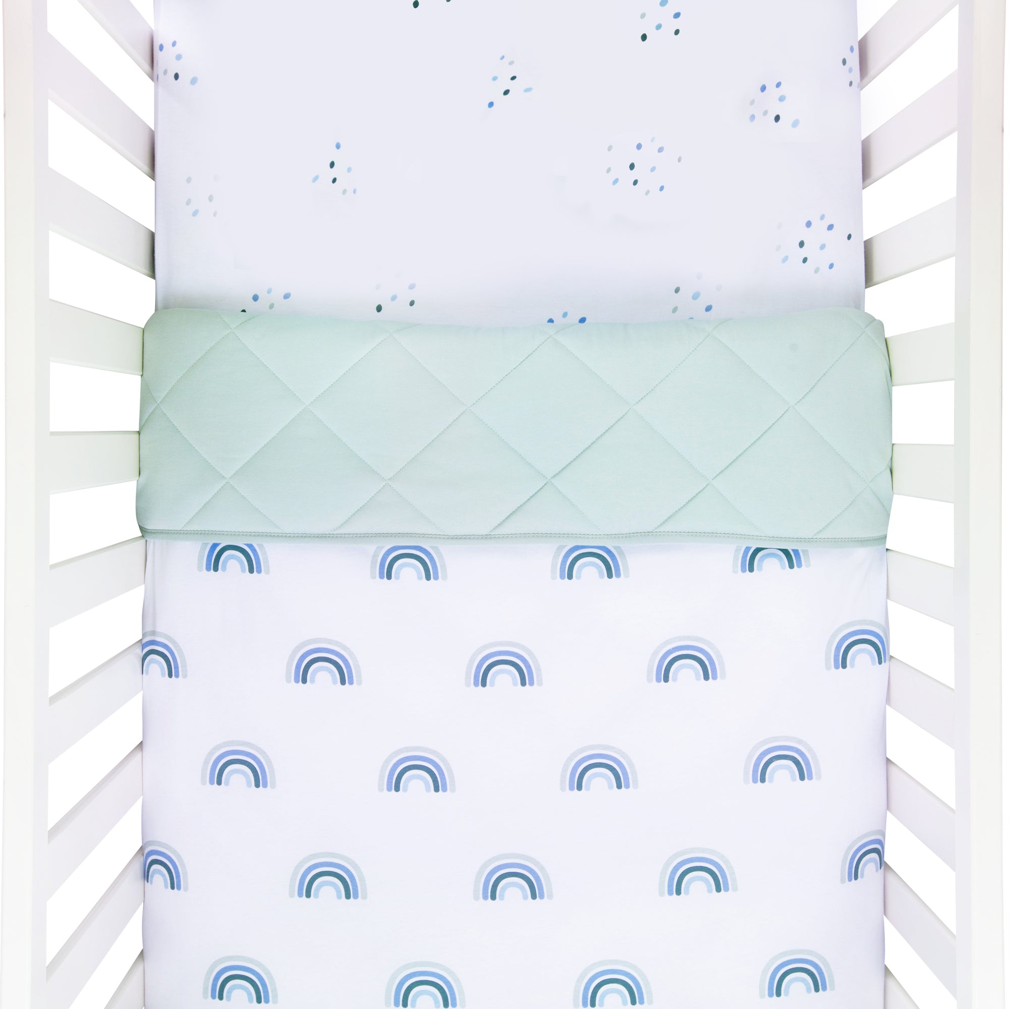 Stylish Blue Rainbow Crib Bedding Trio