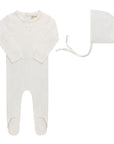 Heart and Star Button Pointelle Collection - Footie + Bonnet