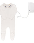 Organic Cotton Embroidered Collar Collection - Footie + Bonnet
