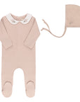 Organic Cotton Embroidered Collar Collection - Footie + Bonnet