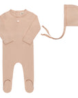 Heart and Star Button Pointelle Collection - Footie + Bonnet