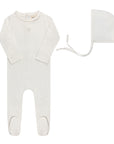 Heart and Star Button Pointelle Collection - Footie + Bonnet