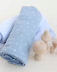 2 Pack Cotton Muslin Swaddle Blanket - Blue Leaf