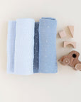 2 Pack Cotton Muslin Swaddle Blanket - Blue Leaf