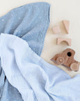 2 Pack Cotton Muslin Swaddle Blanket - Blue Leaf