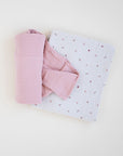 2 Pack Cotton Muslin Swaddle Blanket - Pink Garden Flower