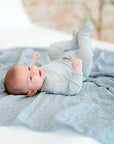 2 Pack Cotton Muslin Swaddle Blanket - Blue Leaf