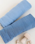 2 Pack Cotton Muslin Swaddle Blanket - Lush Blue