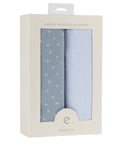 2 Pack Cotton Muslin Swaddle Blanket - Blue Leaf