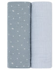 2 Pack Cotton Muslin Swaddle Blanket - Blue Leaf