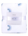 Gift-Ready Three-Piece Blue Rainbow Crib Set