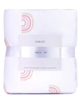 Gift-Ready Three-Piece Dusty Pink Rainbow Crib Set