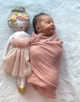 Cotton Muslin Swaddle Blanket - Dusty Rose