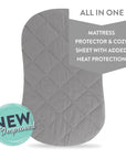 Quilted Waterproof Bassinet Sheet with Heat Protection - Grey