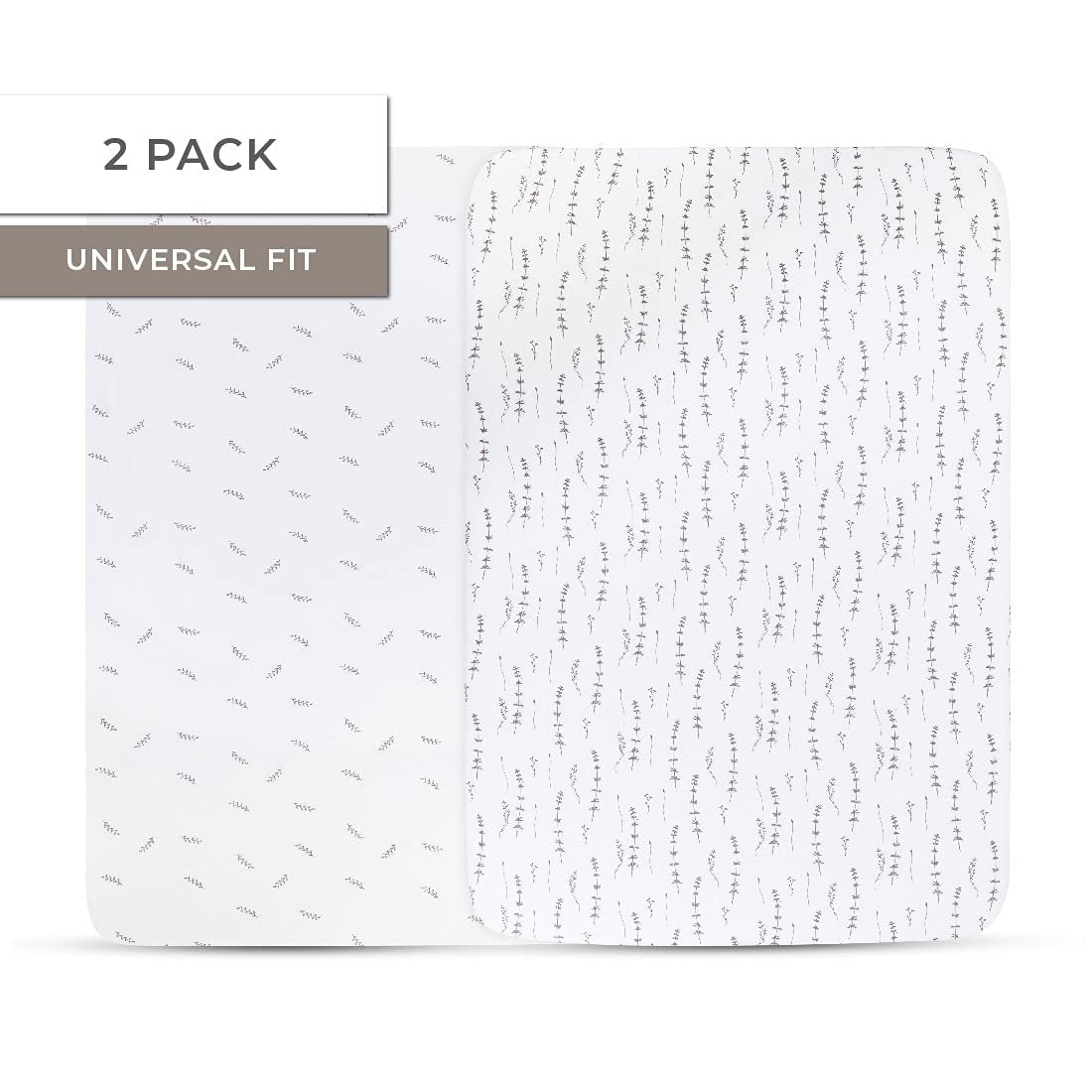 Fitted crib sheet set grey leaf print