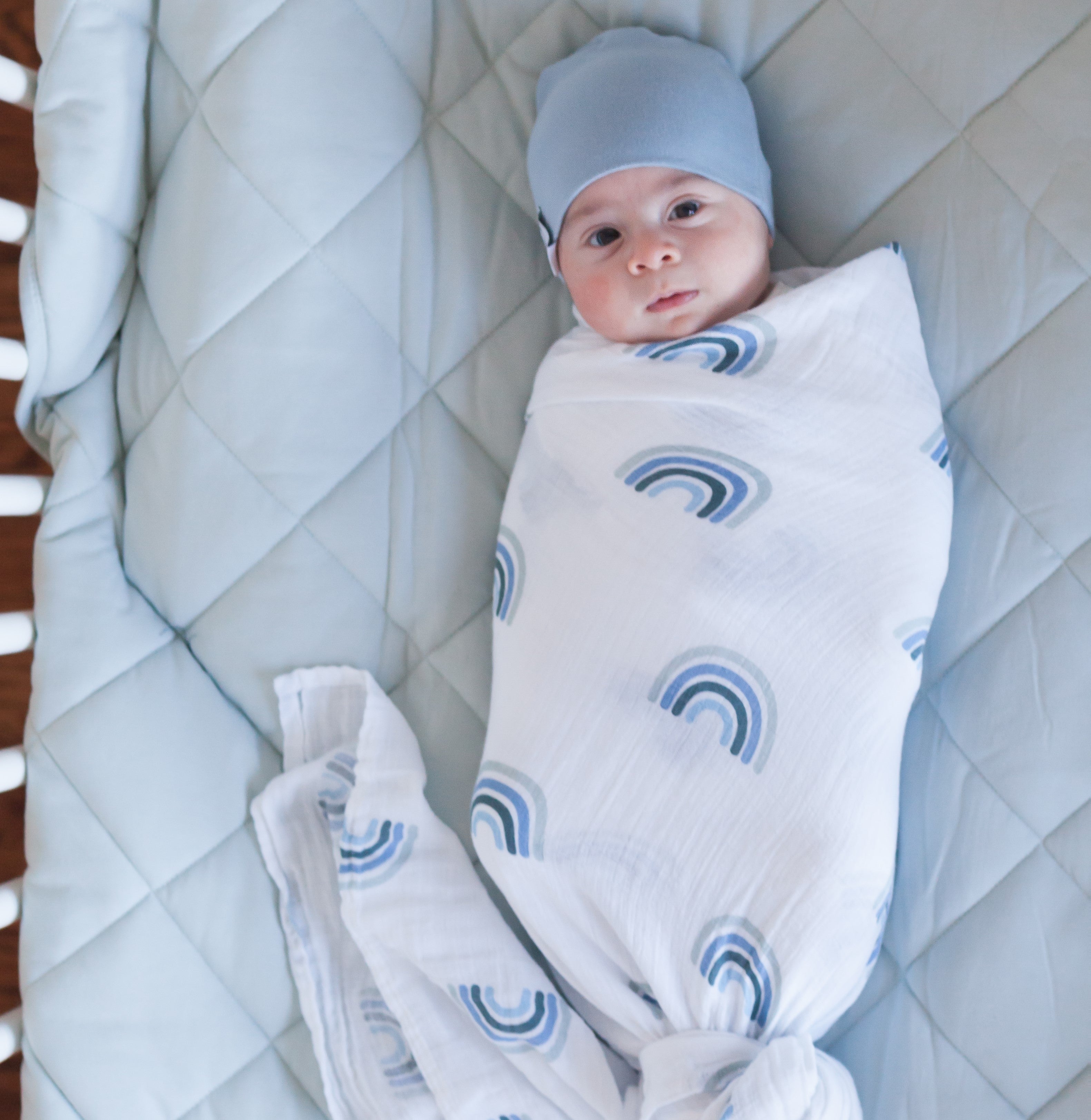 wraps for newborn sleep - Dusty Blue Rainbow