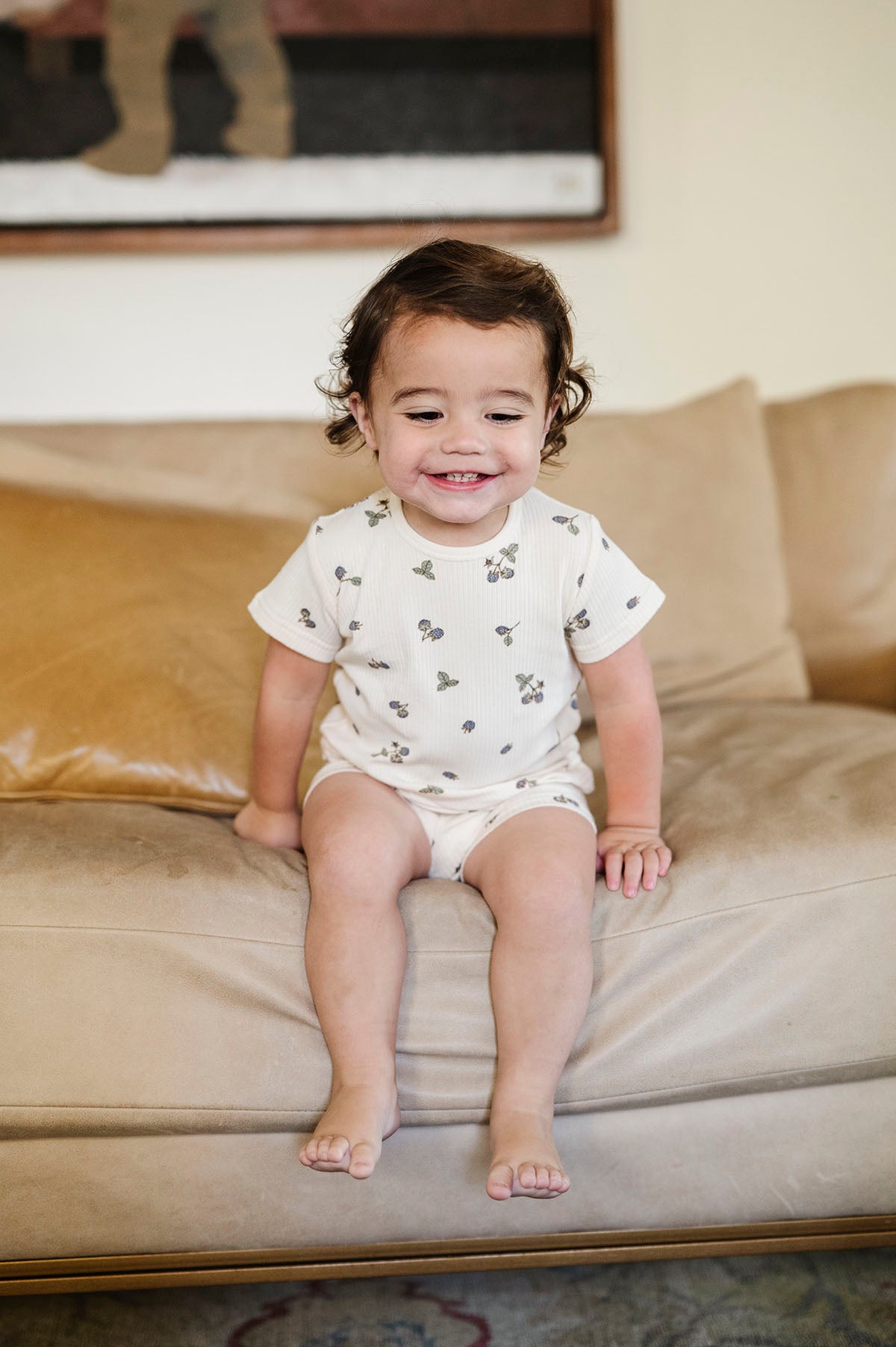 Ribbed Cotton - Raspberries Collection - Short Sleeve Lounge Set