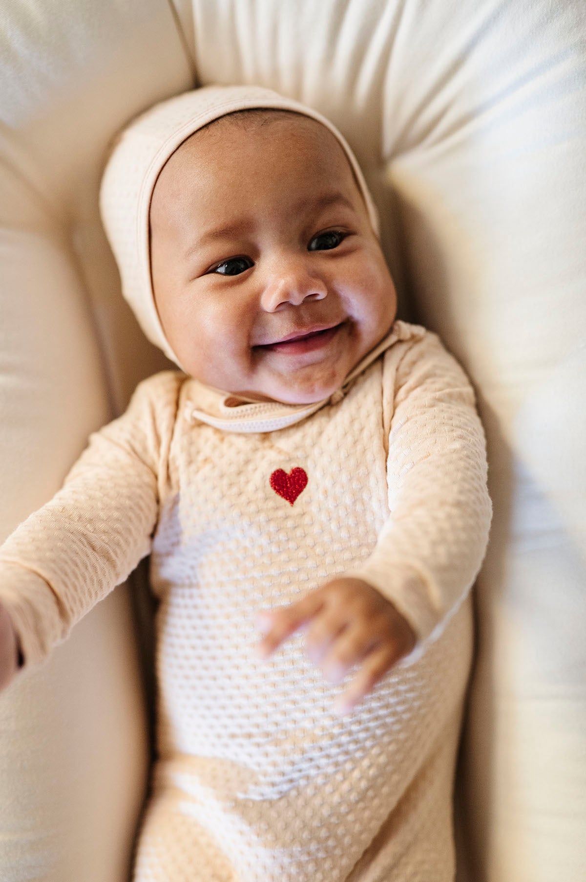 Cotton - Embroidered Heart and Star Collection - Bonnet