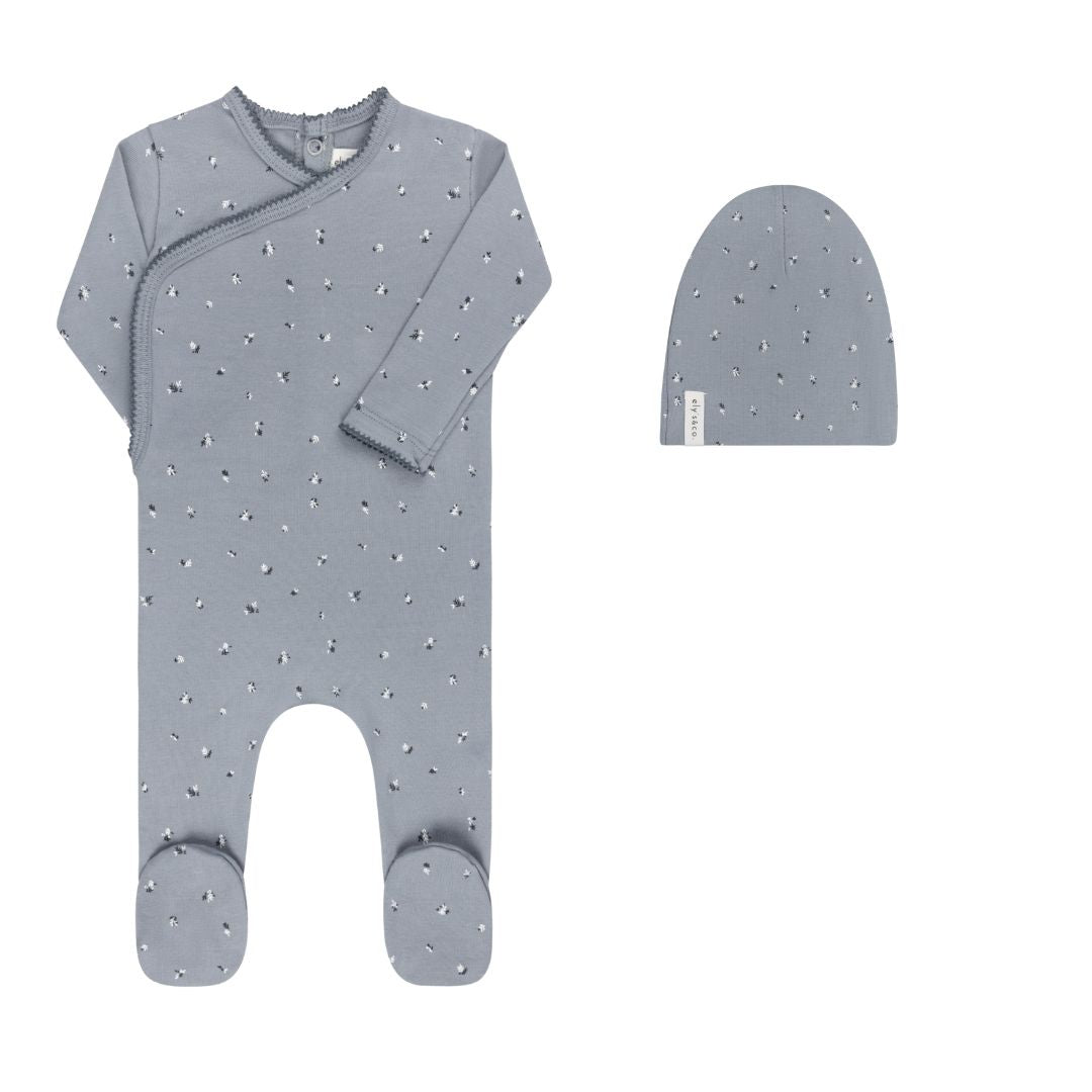 Organic Cotton Cluster Flower &amp; Leaf  Collection - Footie + Beanie