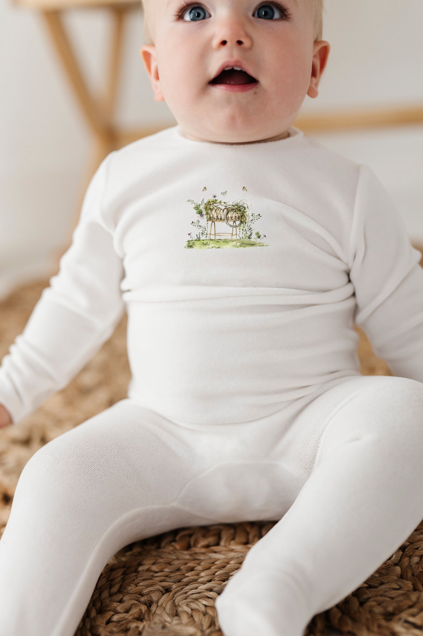 Watercolor Cradle Collection - Footie + Bonnet