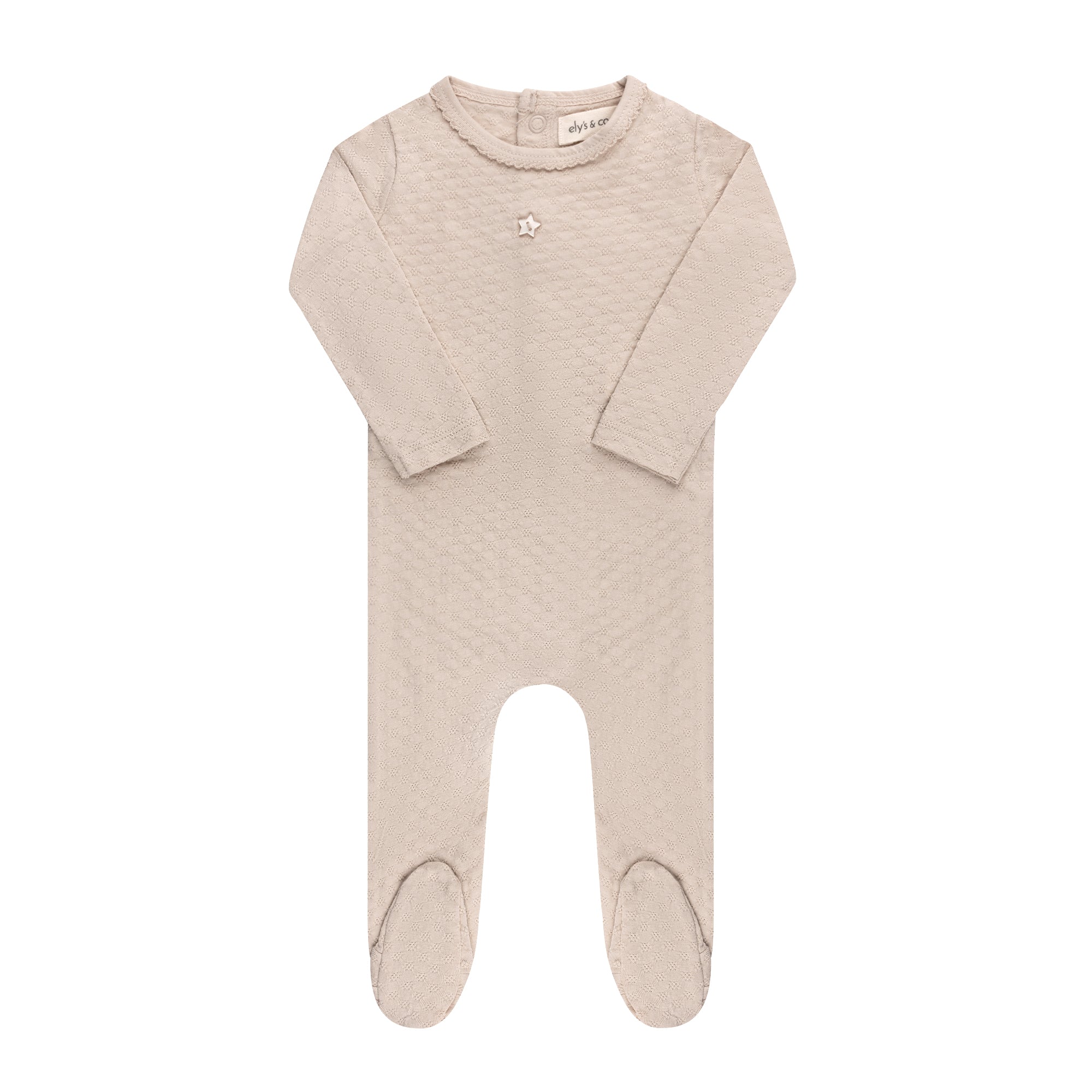 Heart and Star Button Pointelle Collection - Footie