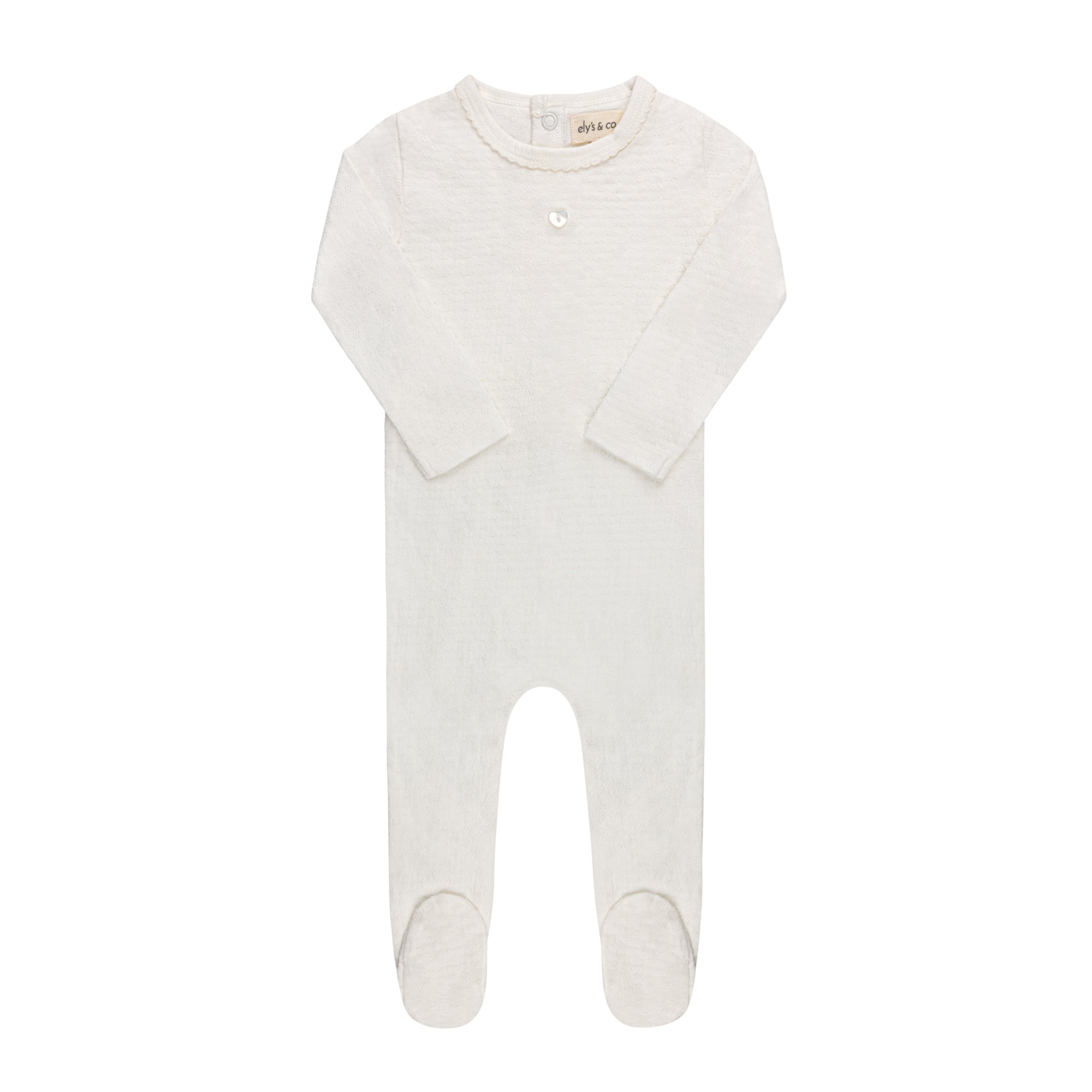 Heart and Star Button Pointelle Collection - Footie