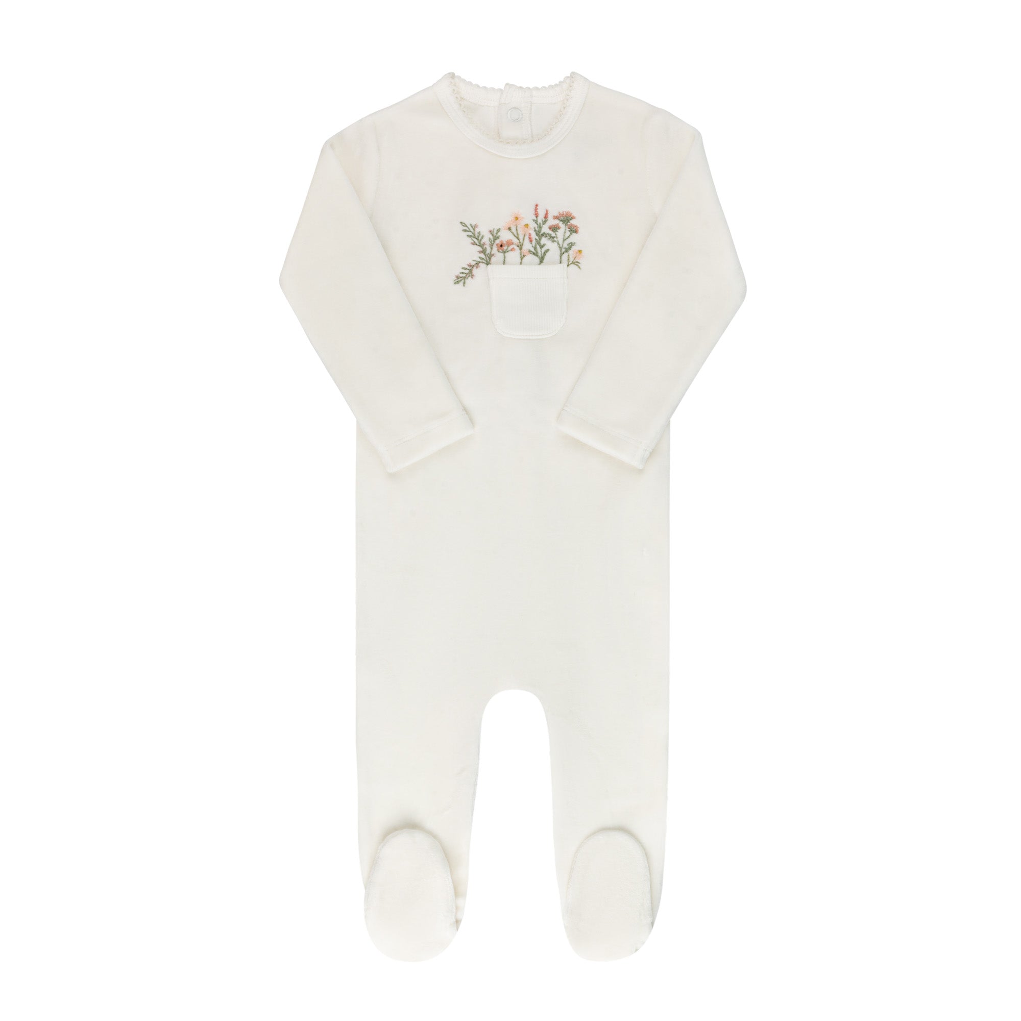 Velour Pocket Full of Flowers Collection - Footie