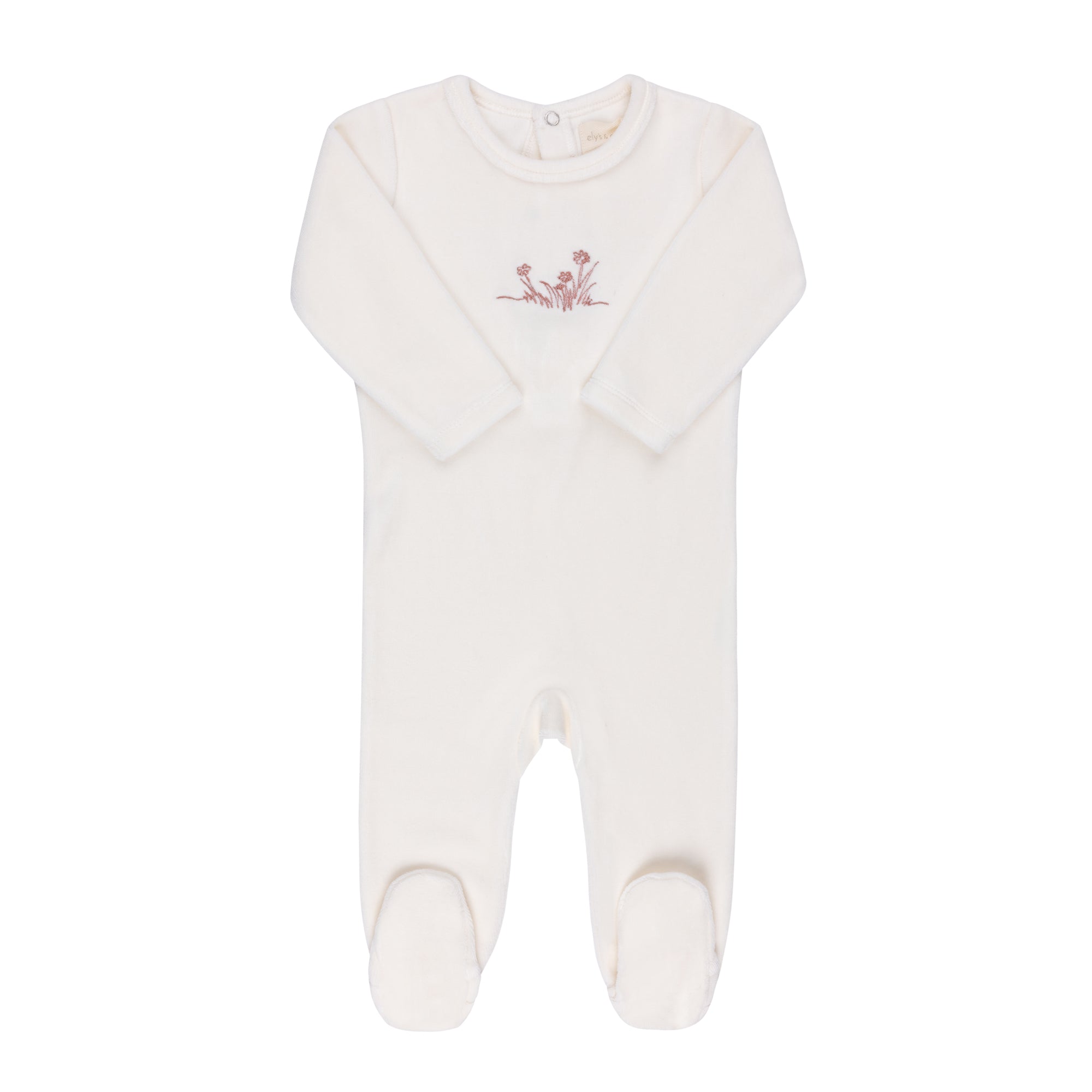 Velour Embroidered Flowers Collection - Footie