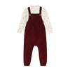 Girls Overalls + Ivory Pink Bodysuit - Floral Dot