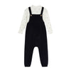 Boys Overalls + Ivory Blue Bodysuit - Floral Dot