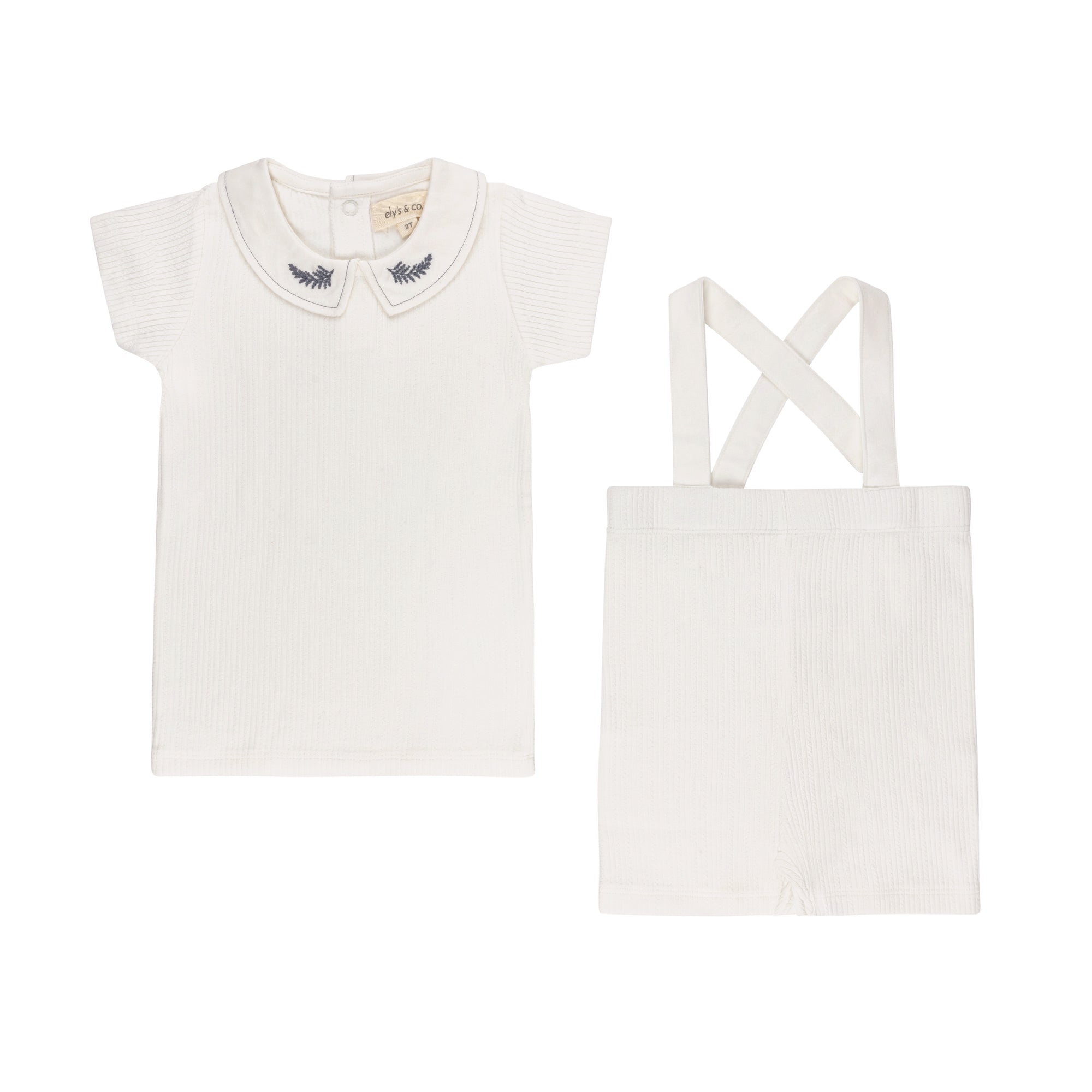Organic Cotton Embroidered Collar Collection - 2Pc Set -Boys