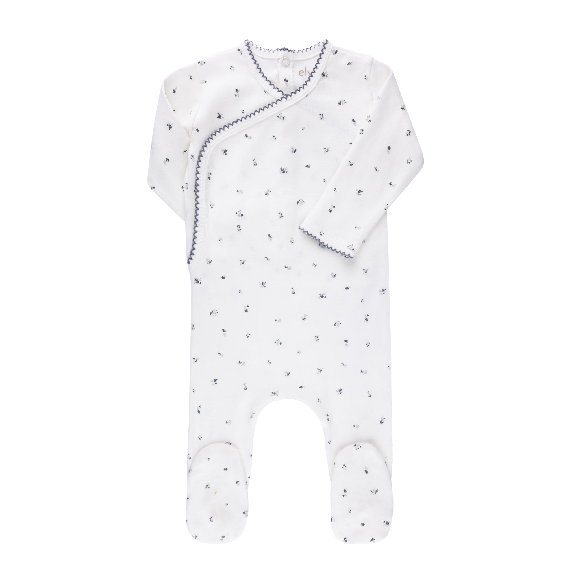 Organic Cotton Cluster Flower &amp; Leaf  Collection - Footie