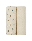 2 Pack Cherry Print Collection Muslin Swaddle - Ivory/Yellow