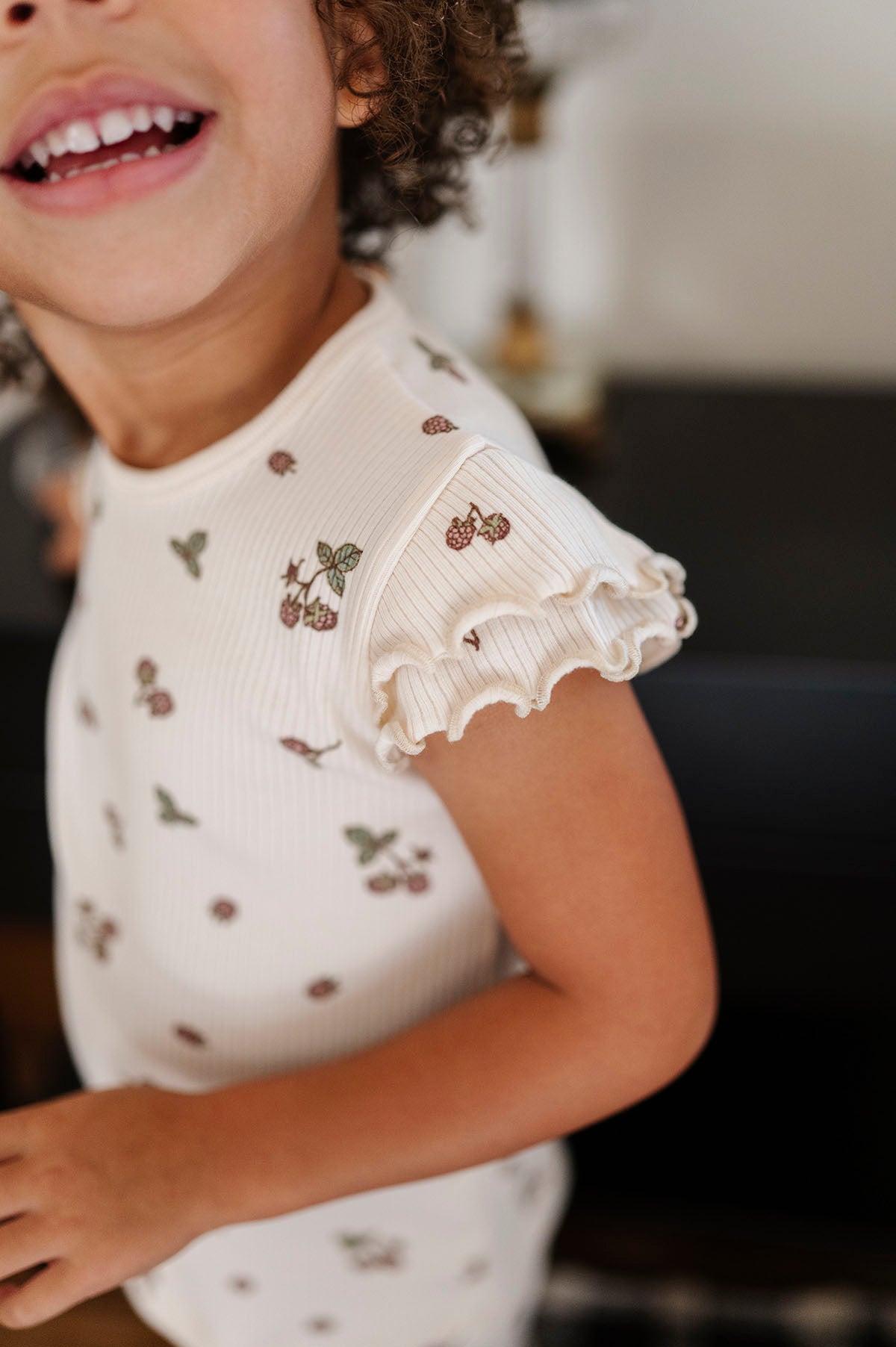 Ribbed Cotton - Raspberries Collection - Short Sleeve Lounge Set