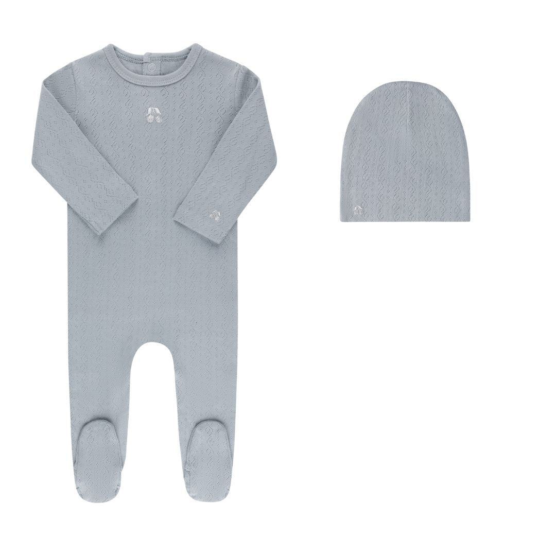 Squiggle Pointelle Collection - Footie + Beanie