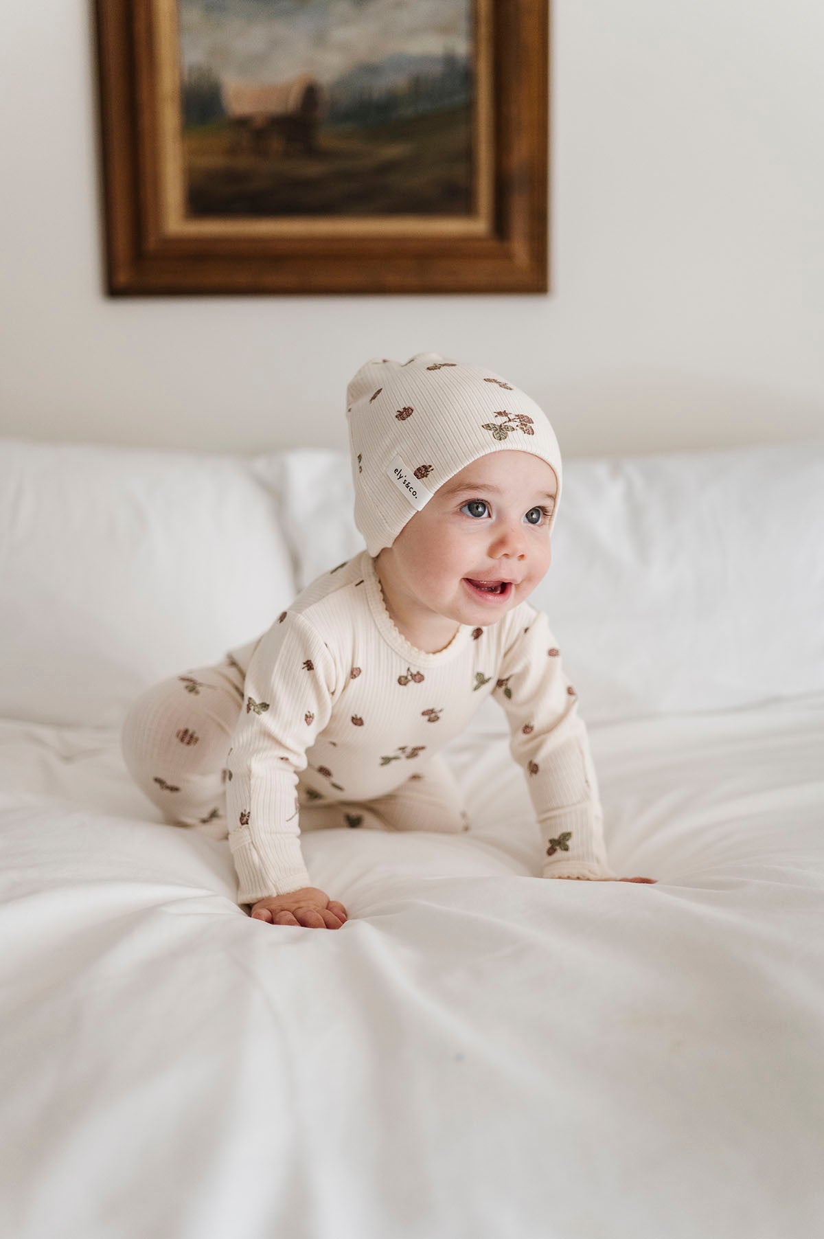 Ribbed Cotton - Raspberries Collection - Beanie