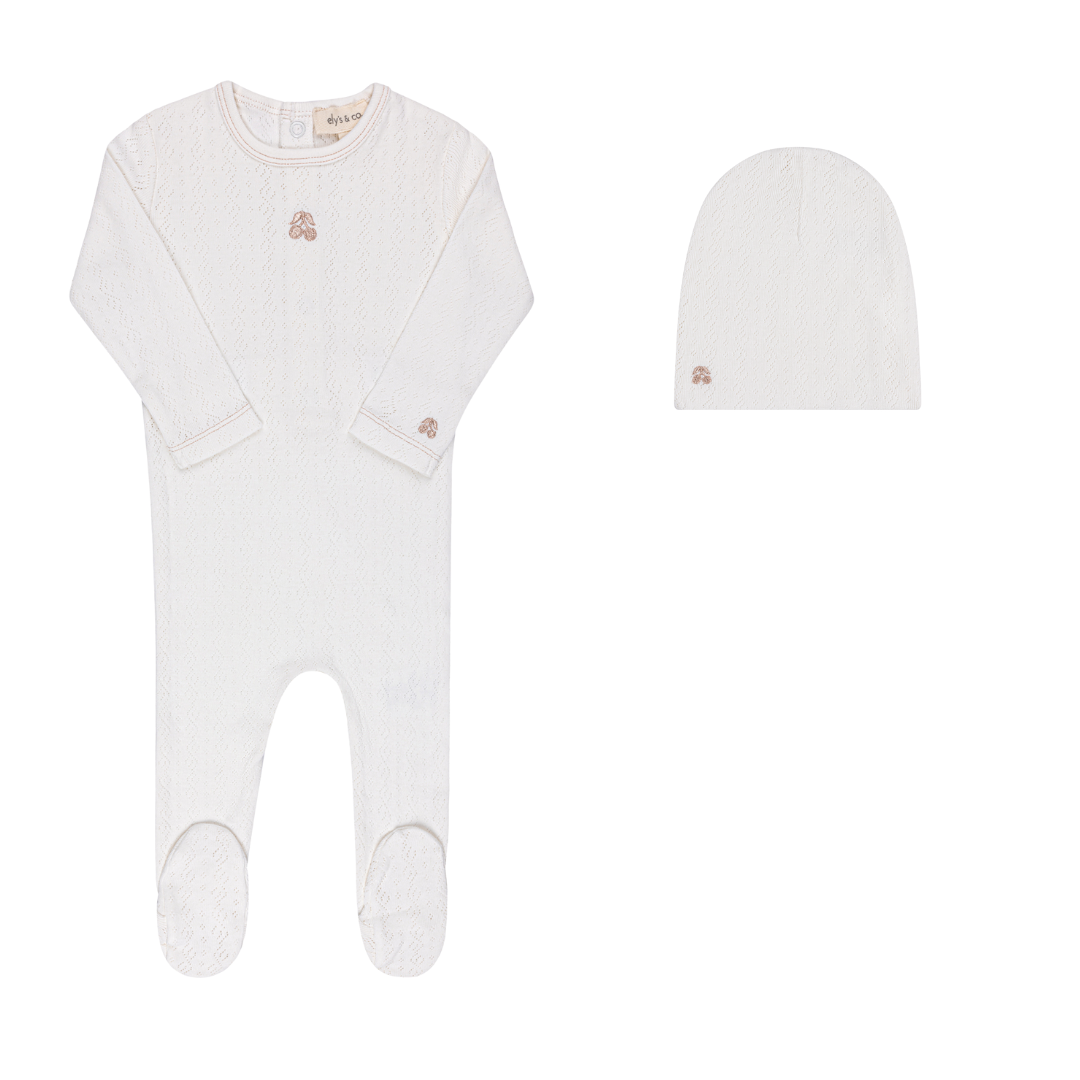 Squiggle Pointelle Collection - Footie + Beanie