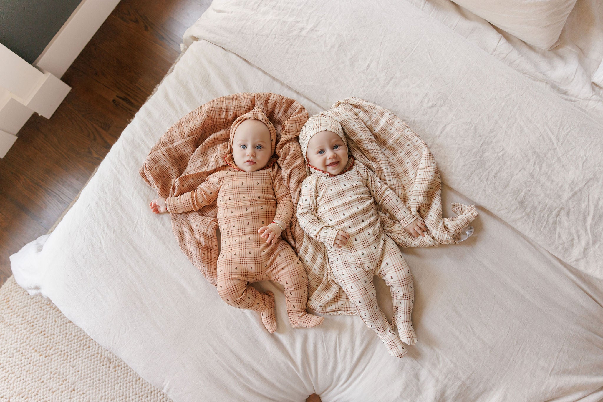 Cotton Floral Plaid Collection - Footie