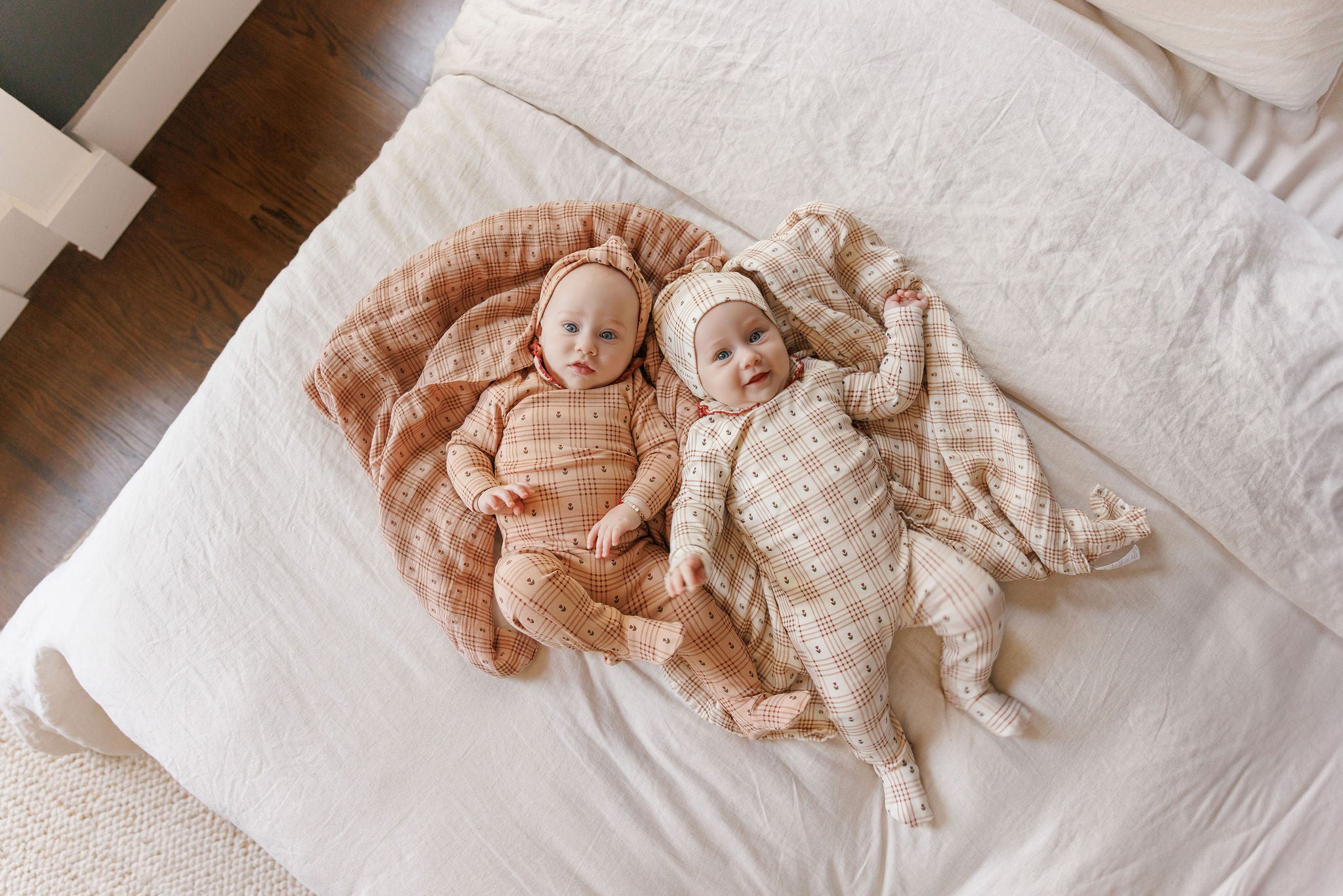 Cotton Floral Plaid Collection - Footie