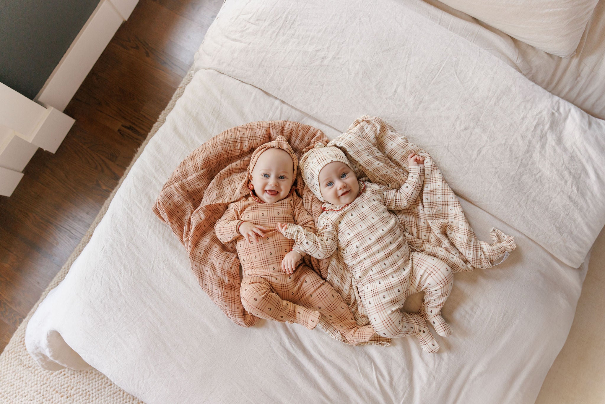 Cotton Floral Plaid Collection - Footie