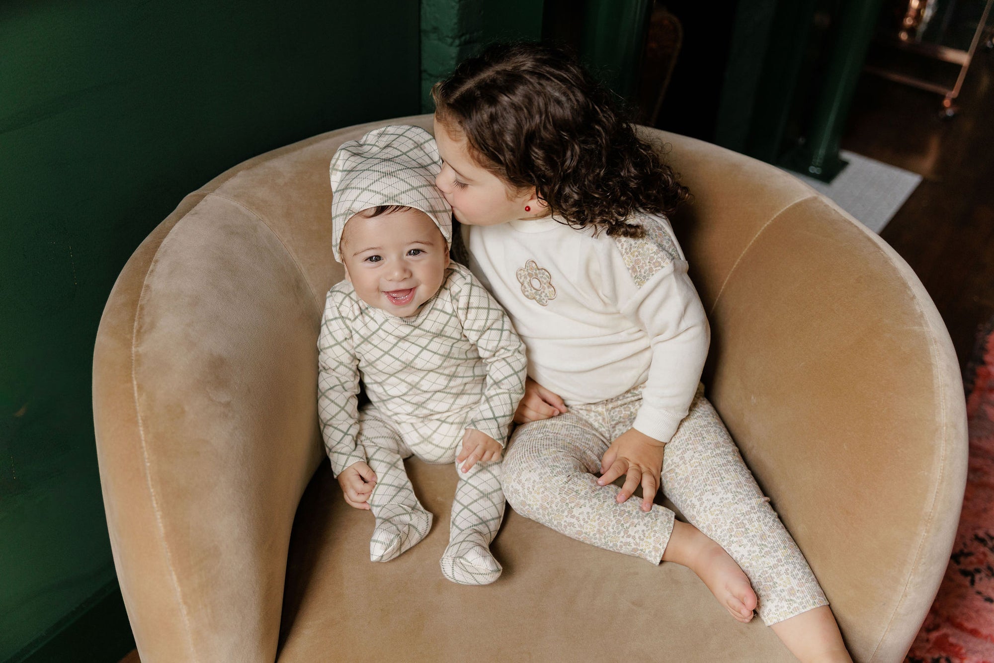 Cotton Plaid Print Collection - Footie + Beanie