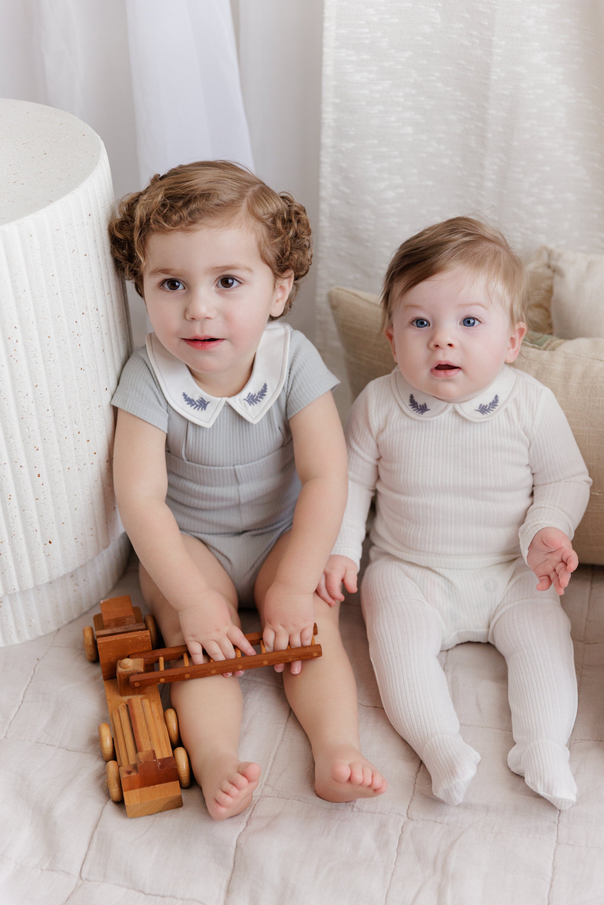 Organic Cotton Embroidered Collar Collection - 2Pc Set -Boys