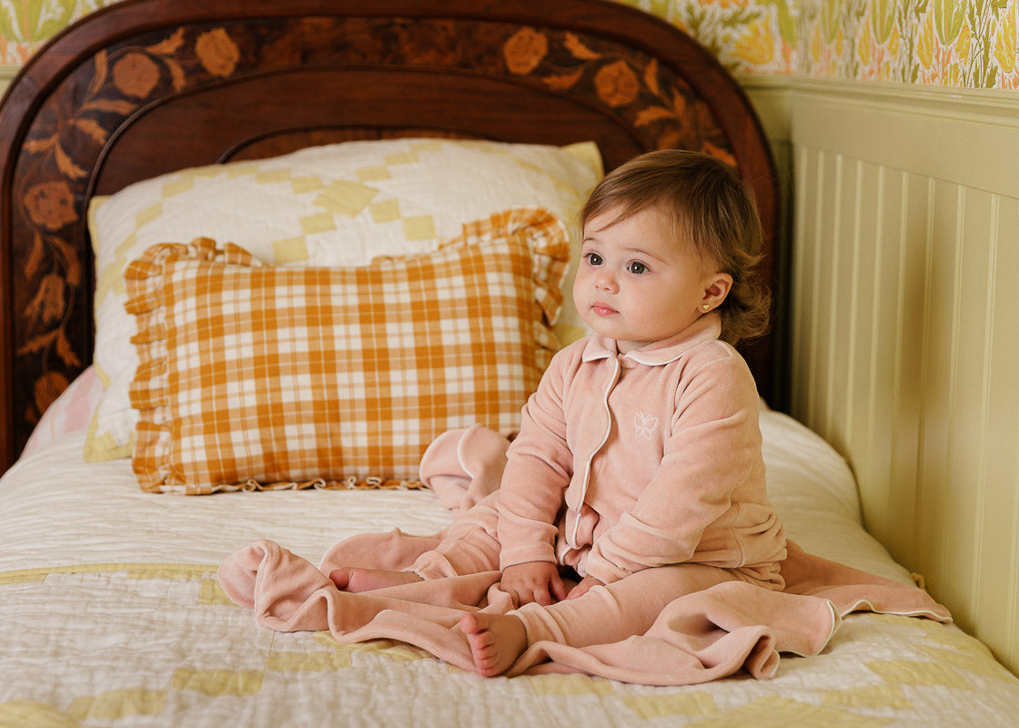 Velour Embroidered Bird &amp; Butterfly Collection - Blanket